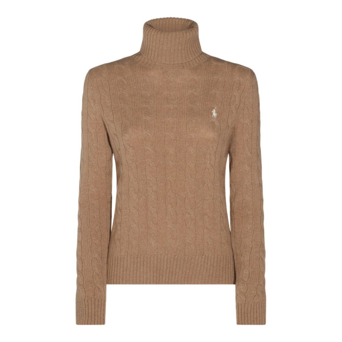 Polo Ralph Lauren Cable Knit Sweater With High Turtleneck And Embroidered Logo