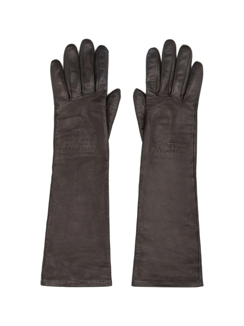 Maison Margiela Mm6 Embossed Logo Leather Gloves