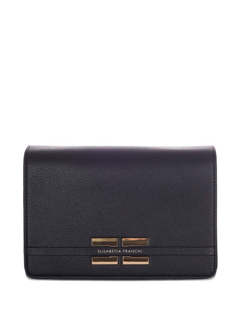 Elisabetta Franchi Rectangular Black Bag With Textured Finish