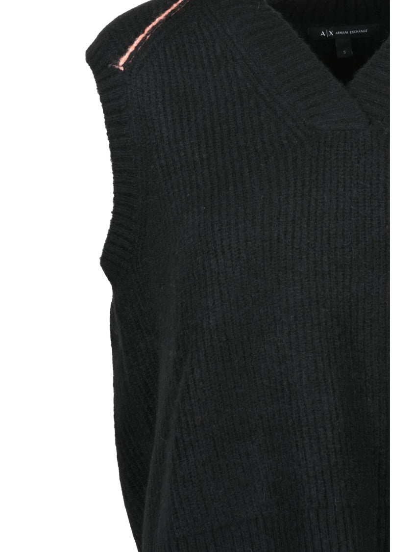 Armani Exchange Sleeveless Knit Vest With V-Neckline And Ribbed Texture