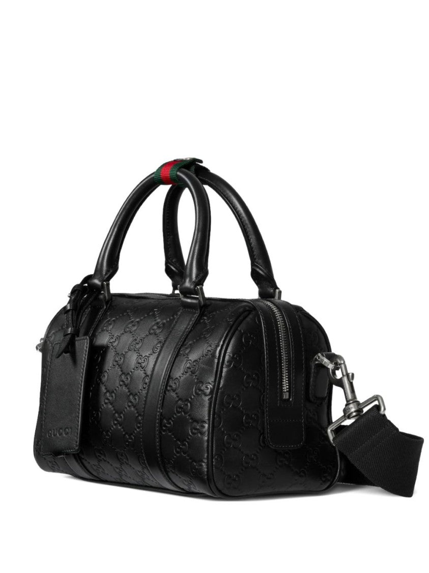 Gucci Cylindrical Black Bag In Embossed Calfskin