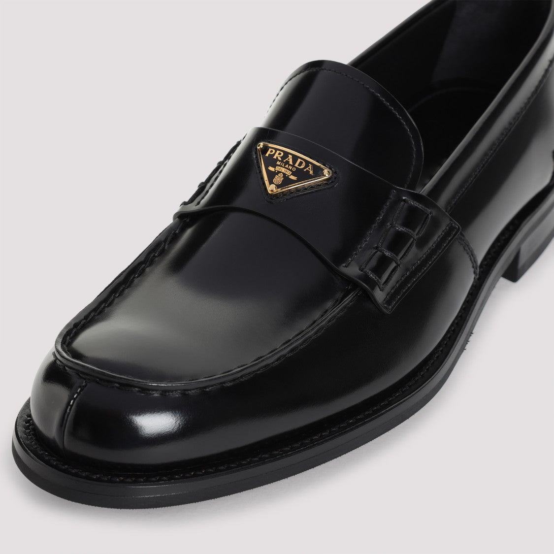 Prada Black Brushed Calf Leather Loafers