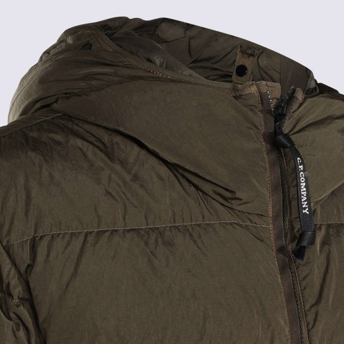 C.P. Company Quilted Green Hooded Jacket With Flap Pockets