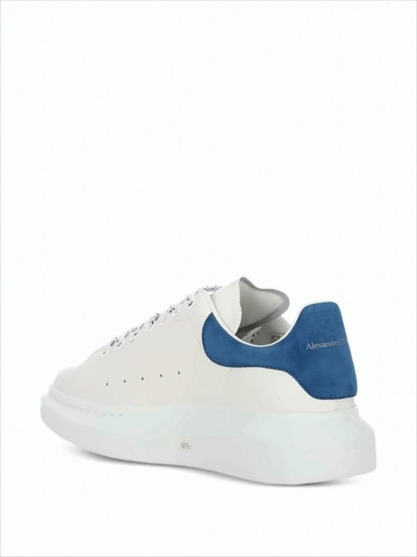 Alexander Mcqueen Smooth Calf Leather Sneakers With Suede Heel Tab
