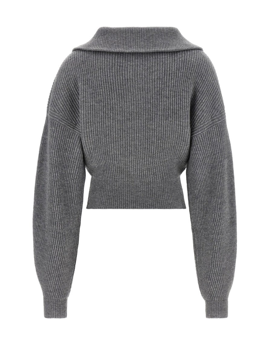 Sportmax Short-Cut Cardigan In Ribbed Wool-Cashmere Blend