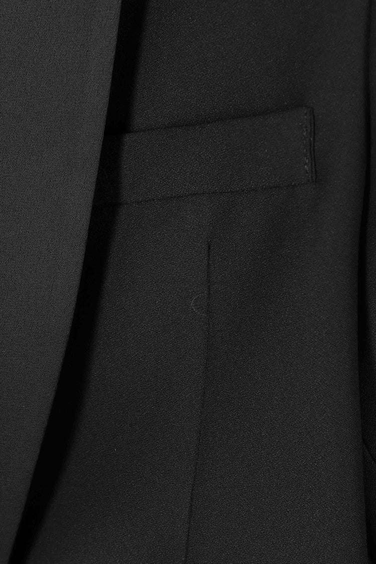 Ermanno Firenze Black Single-Breasted Padded Shoulders Polyester Blazer