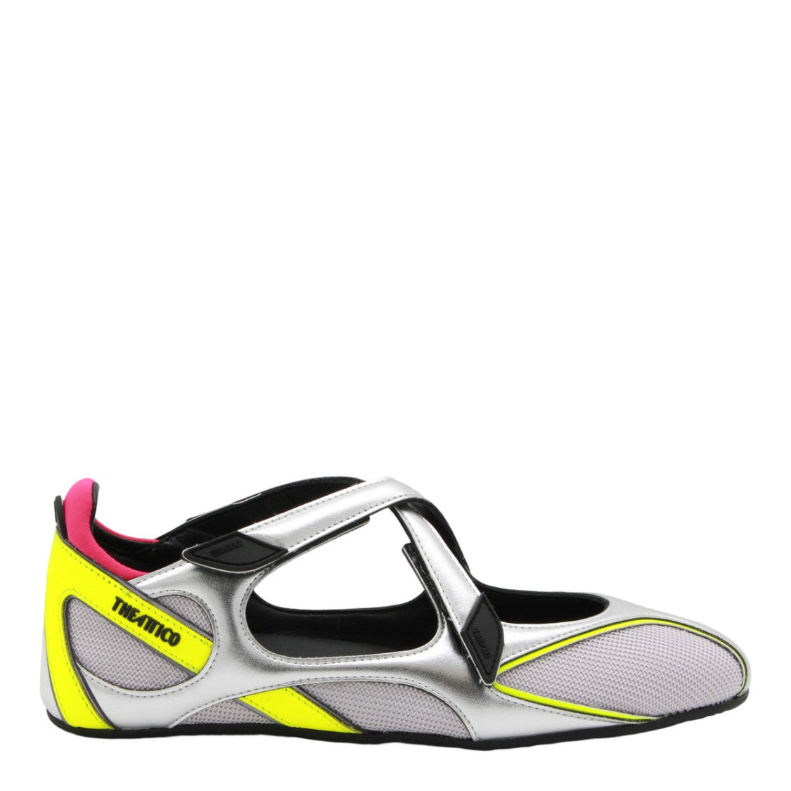 The Attico Low-Profile Silver Sneakers With Neon Accents