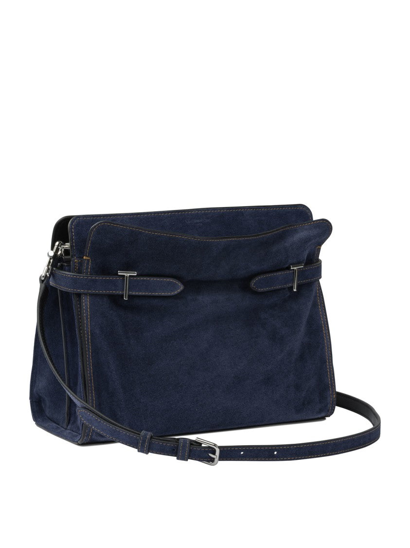 Le Tanneur Structured Blue Shoulder Bag With Elegant Accents