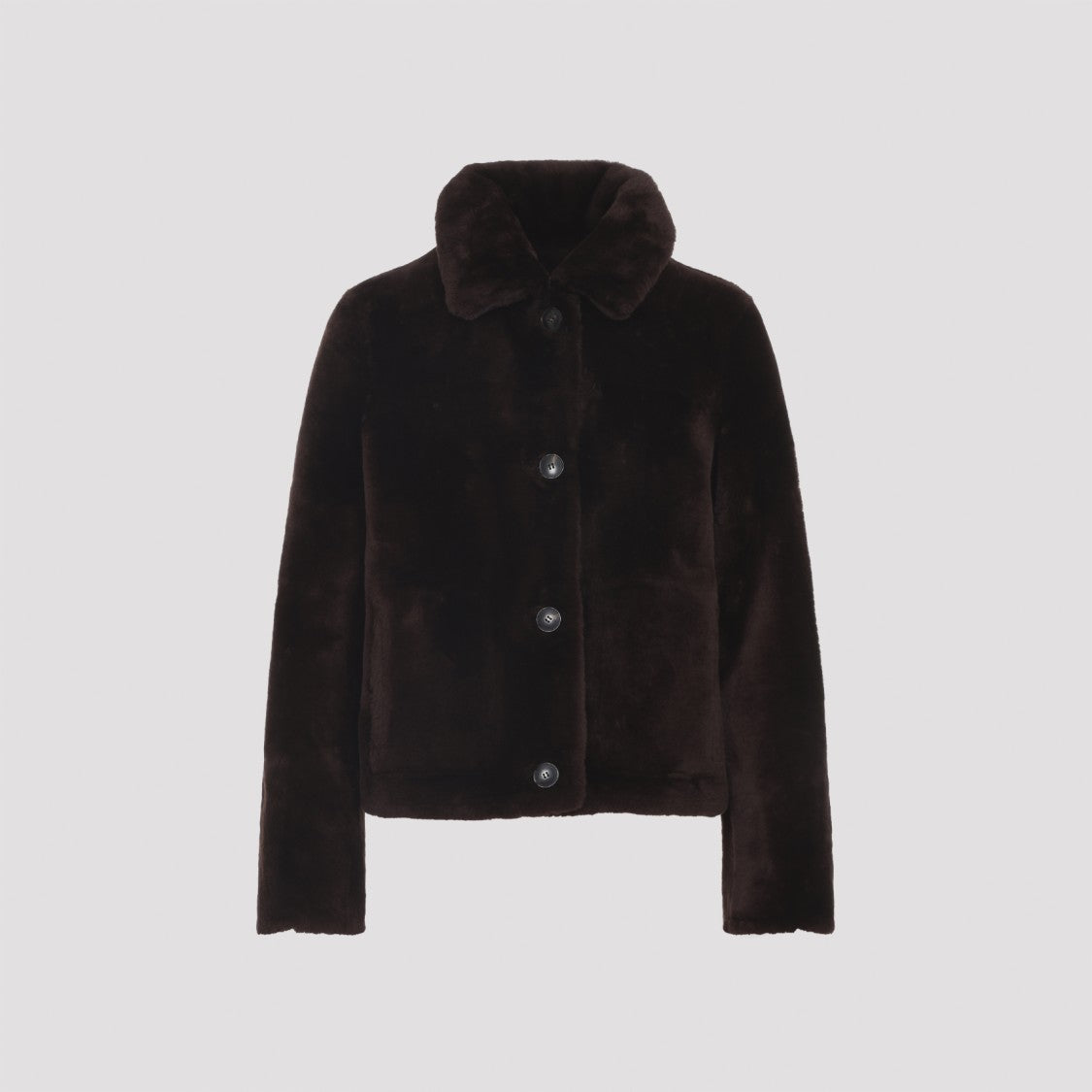 Yves Salomon Deep Grenat Lamb Shearling Jacket With Pointed Collar