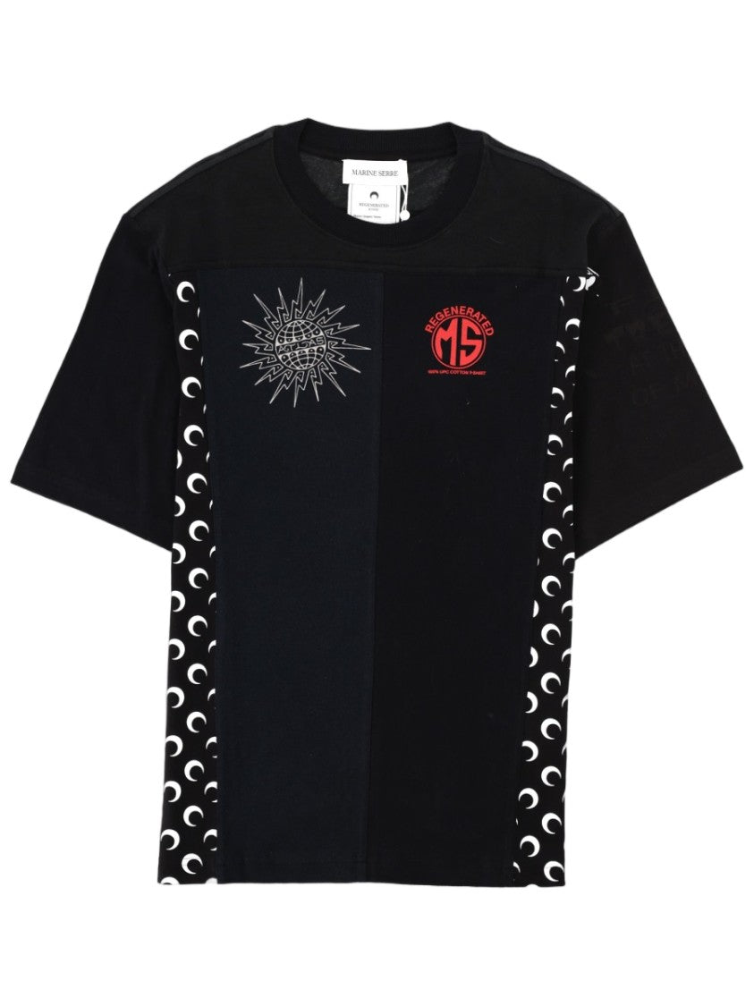 Marine Serre Black Patchwork Crescent Moon T-Shirt