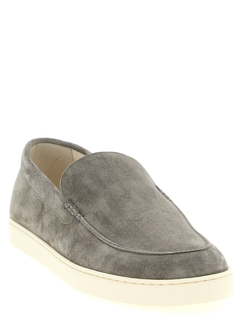 Brunello Cucinelli Slip-On Suede Sneakers With Chevron Effect