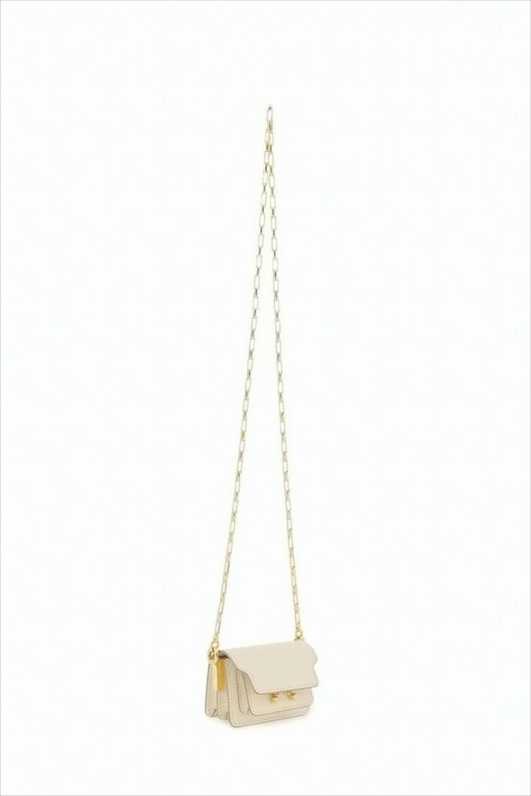 Marni Structured Rectangular Crossbody Bag With Scalloped Flap And Gold Accents