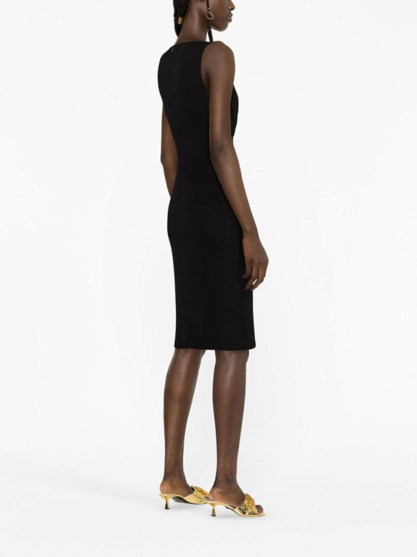 Versace Medusa Head-Motif Fitted Dress In Jet Black