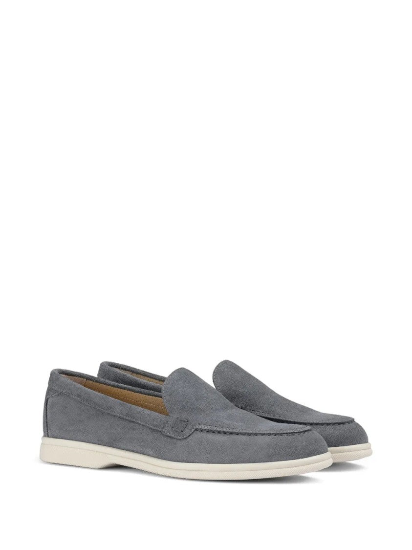 Doucal's Almond Toe Grey Suede Loafers