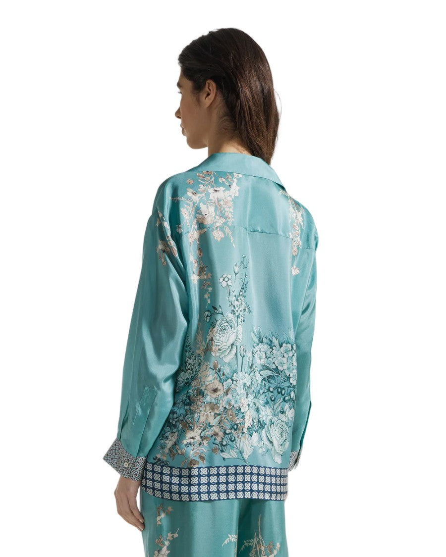 Seventy Floral Print Silk Twill Shirt Jacket