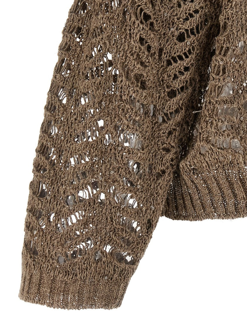 Brunello Cucinelli Openwork Linen Blend Sweater