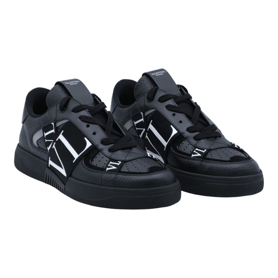 Valentino Garavani Textured Leather Sneakers With Bold Strap