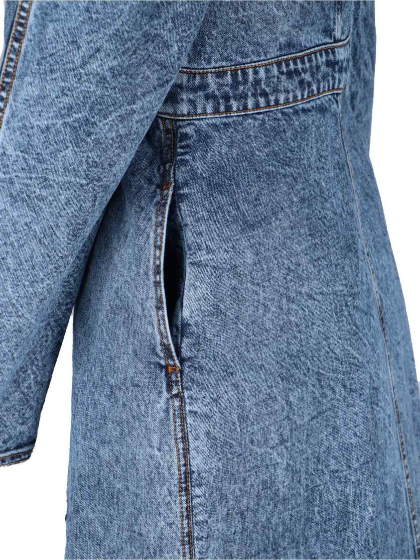 Alaïa Denim Trench Coat With Classic Collar