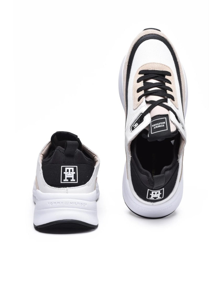 Tommy Hilfiger White Beige Sporty Runner Sneakers