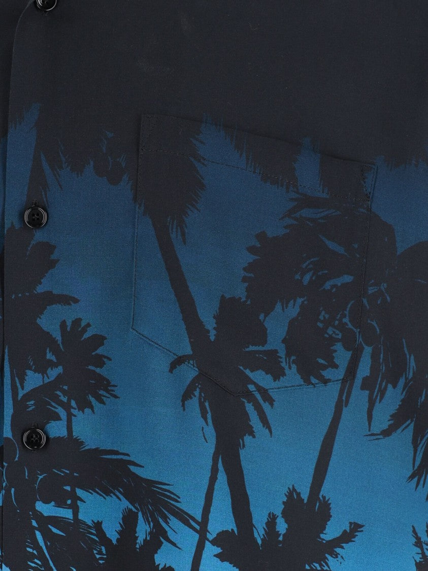 Céline Short-Sleeved Camp Collar Shirt With Multicolor Palm Print