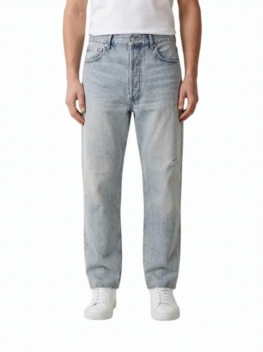 Auralee Relaxed Straight-Leg Denim Pants With Subtle Distressing