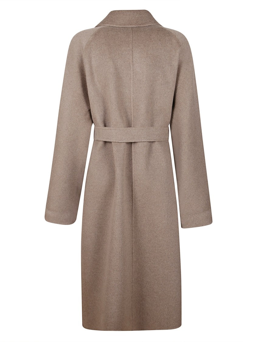 Max Mara Mid-Length Tailored Coat With Classic Collar And Belted Waist