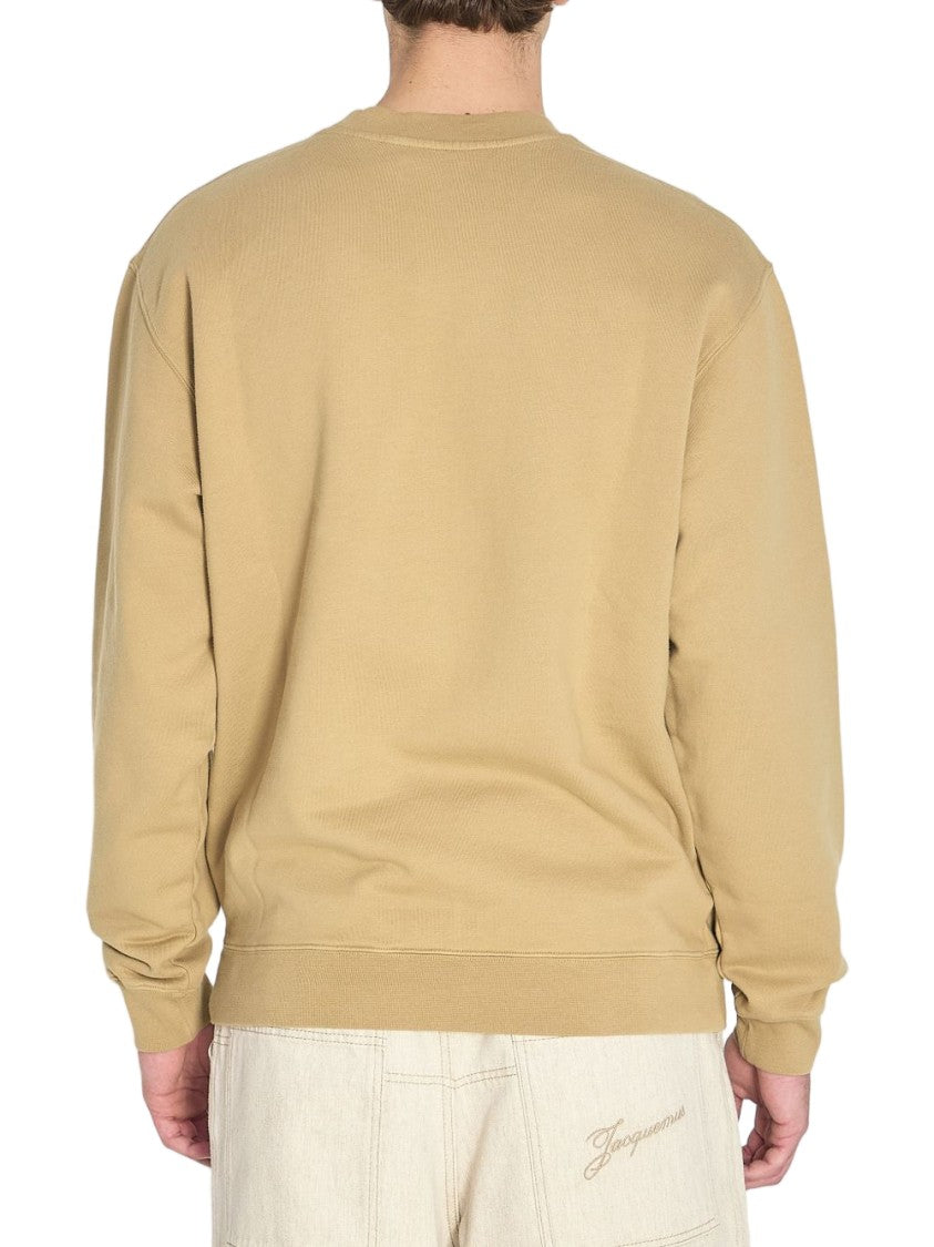 Jacquemus Beige Crewneck Sweatshirt With Relaxed Fit And Subtle Patch