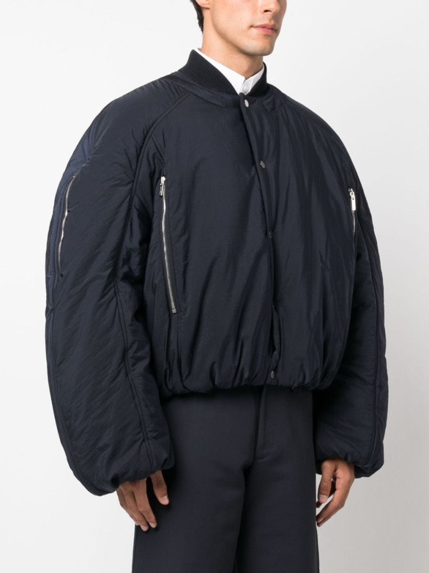 Jacquemus Padded Navy Blue Croissant Bomber Jacket