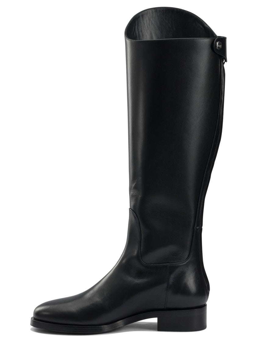 Aeydē Fitted Black Full-Grain Leather Riding Boots