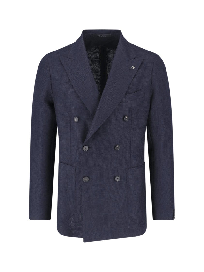 Tagliatore Navy Blue Virgin Wool Blazer