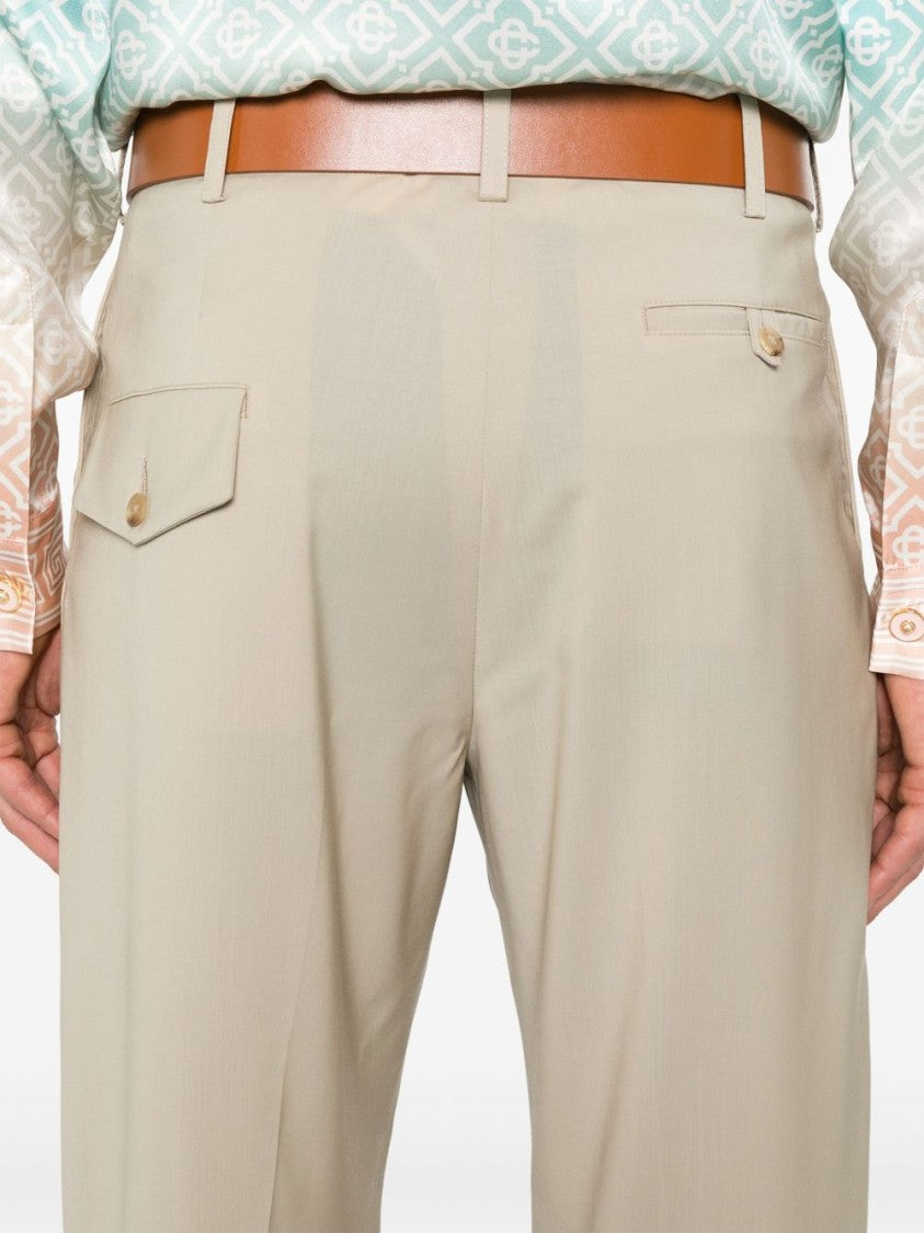 Moschino Light Beige Side Button Tailored Trousers