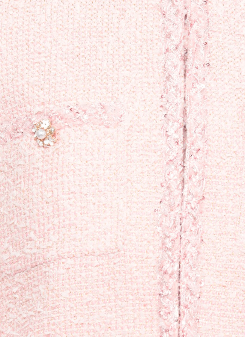 Self-Portrait Pink Boucle Jewel Buttons Blazer