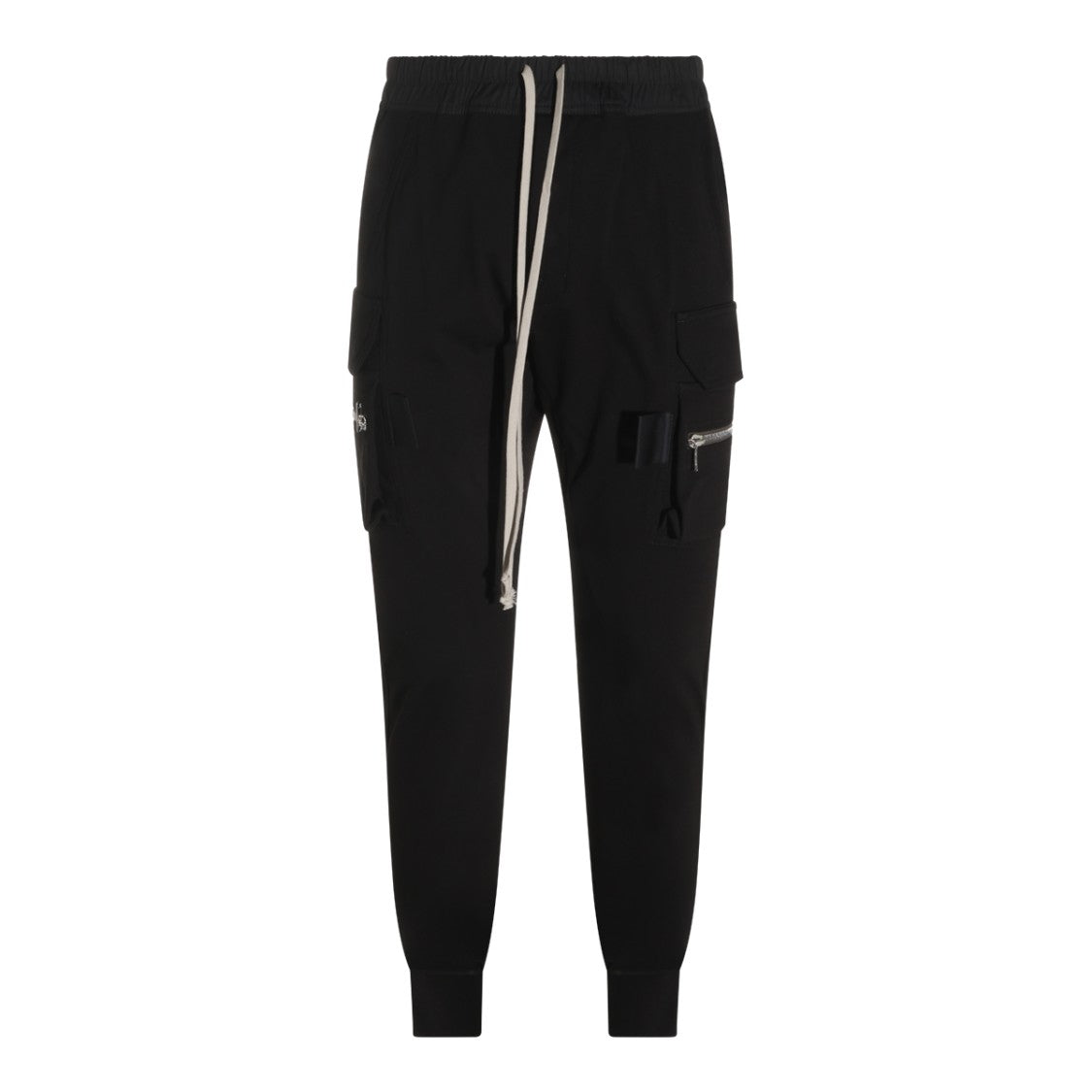 Rick Owens Slim-Fit Cargo Trousers With Ribbed Cuffs And Long Drawstrings
