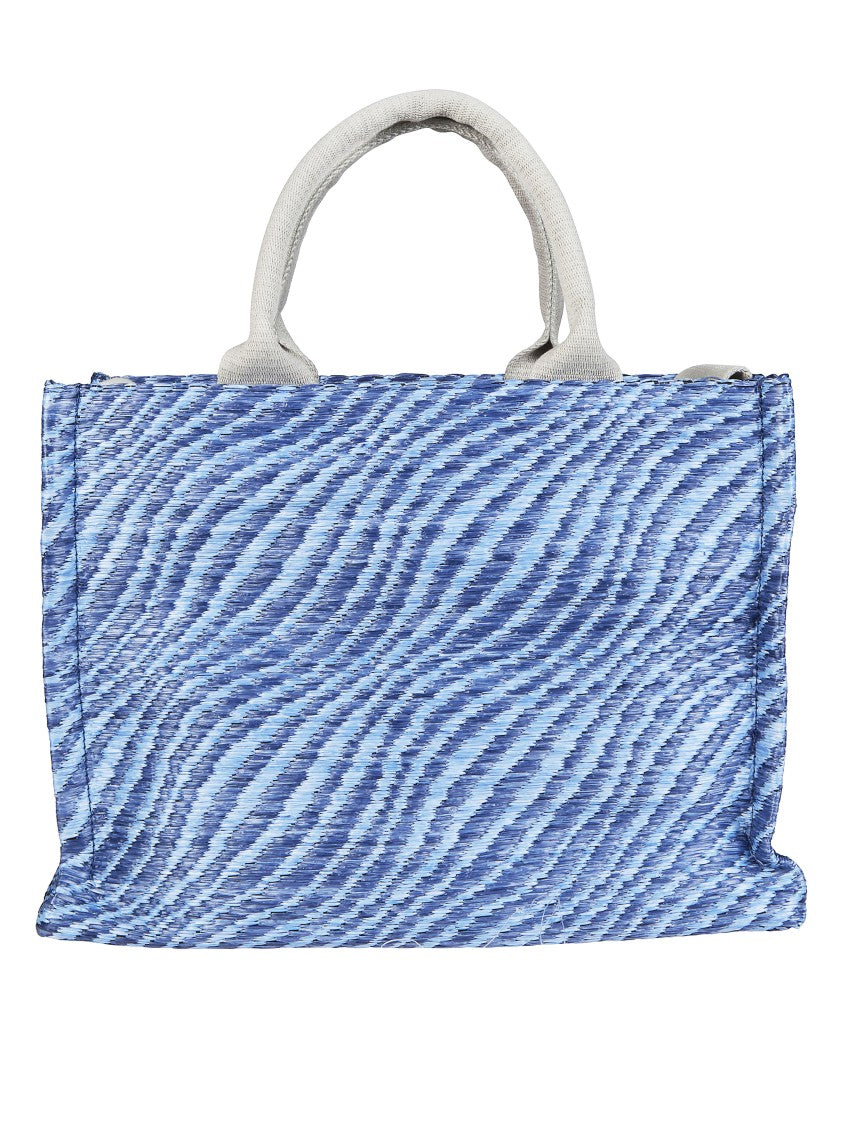 Marni Blue Basket Small Textured Wave Tote Bag