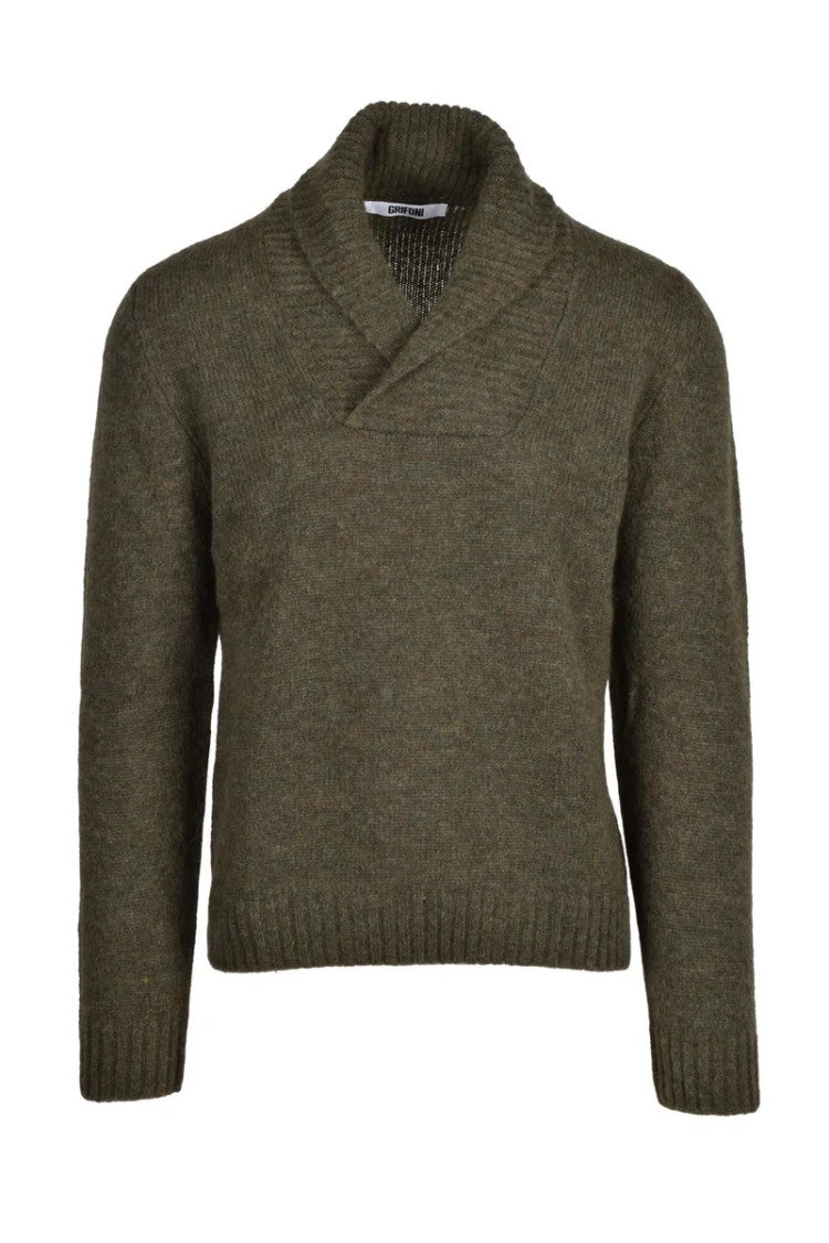 Grifoni Sailor Collar Pullover Alpaca And Wool - Green