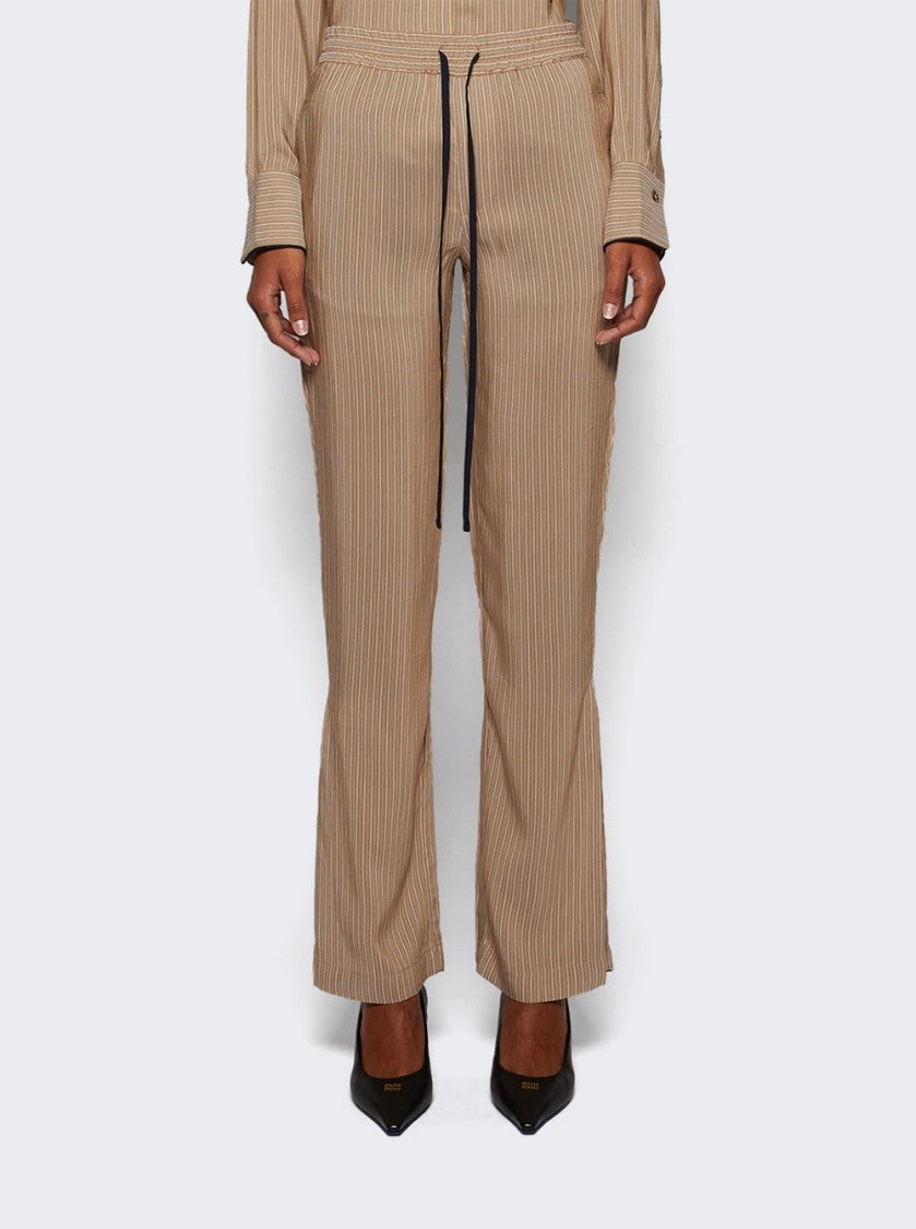 Victoria Beckham Pleat Detail Pyjama Trouser Tobacco And Midnight