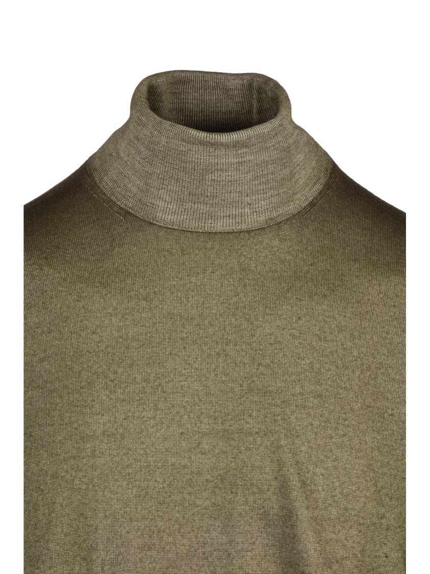Mauro Ottaviani Olive Green Merino Wool Turtleneck Sweater
