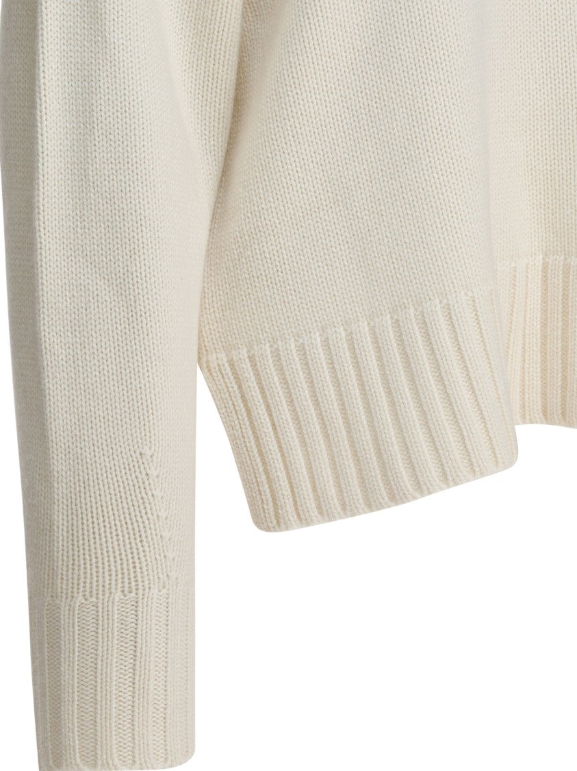 Guest In Residence Beige Cashmere Knit Sweater With Ribbed Detailing