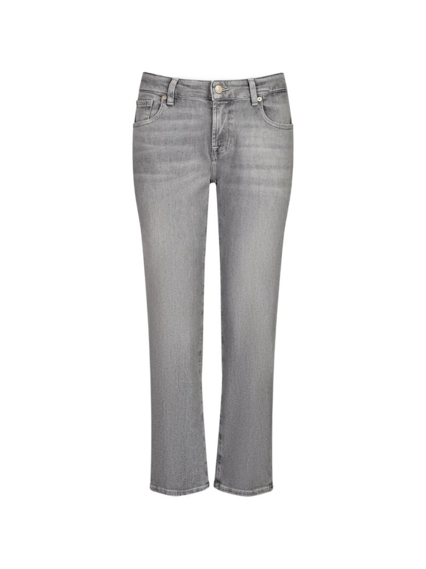 7 For All Mankind Grey Mid-Rise Faded Effect Jeans
