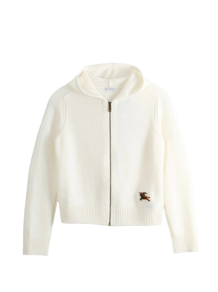 Burberry Giacca Fitted Cotton Ribbed Knit Hoodie