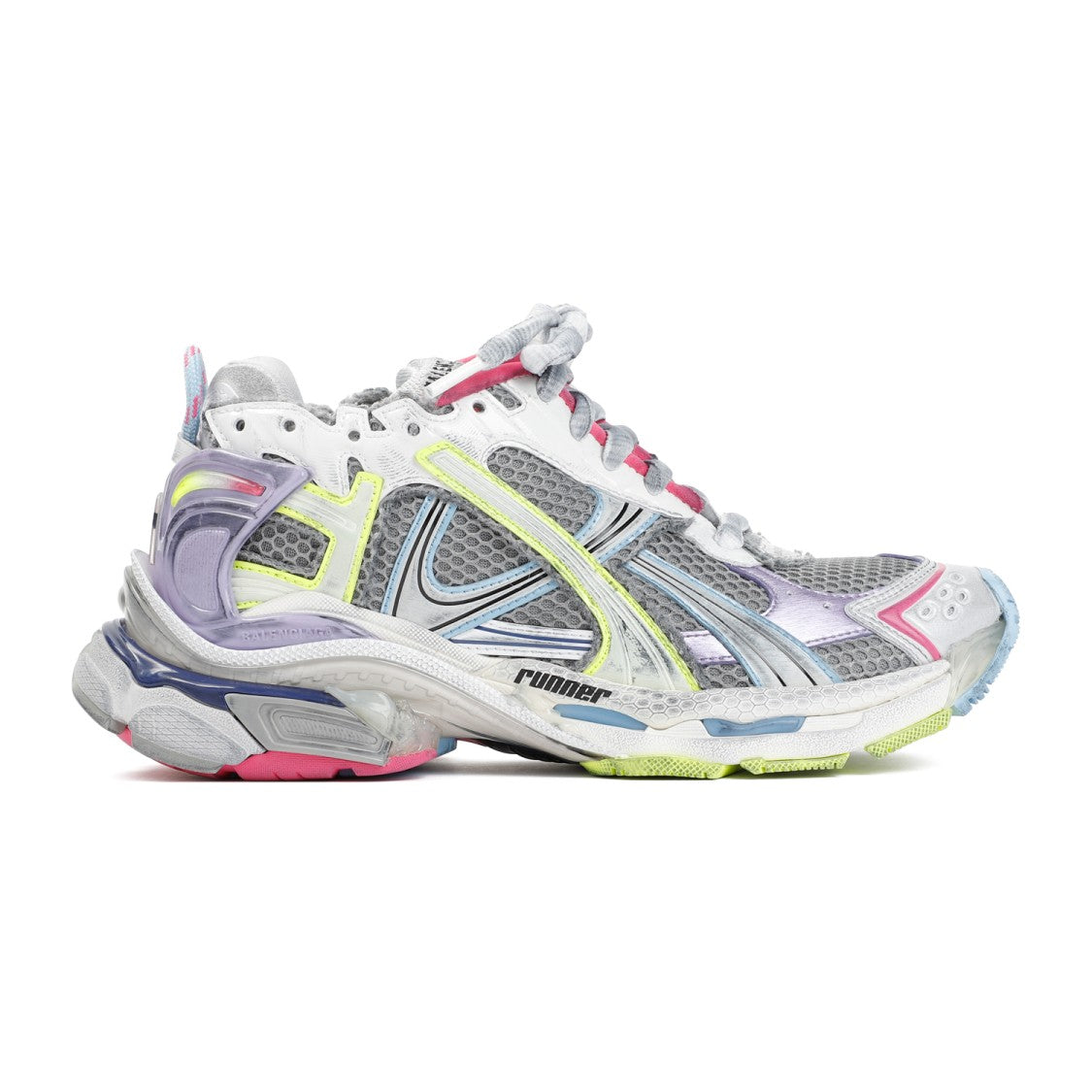 Balenciaga Runner Grey Liliac And Yellow Polyurethane Sneakers