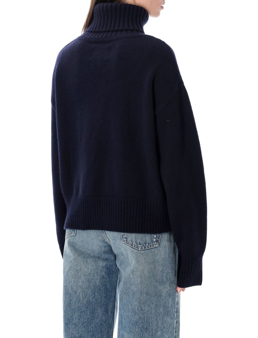 Extreme Cashmere Crop Xtra High Neck Cropped Ribbed Turtleneck Sweater