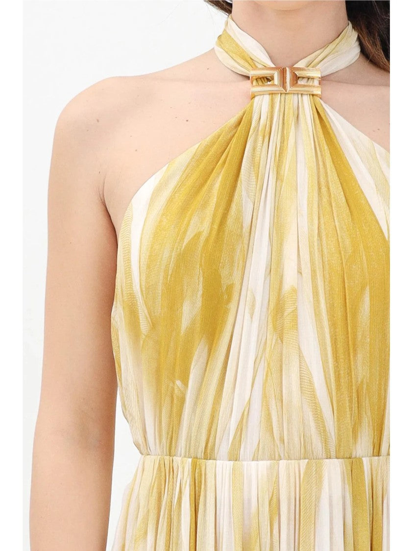 Elisabetta Franchi Curry Viscose Voile Long Dress