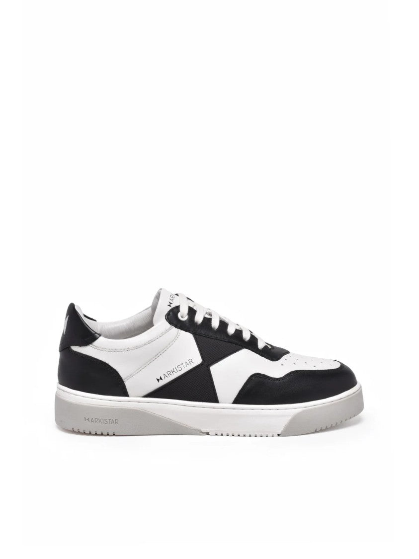 Arkistar Black/White Perforated Leather Low-Top Sneakers