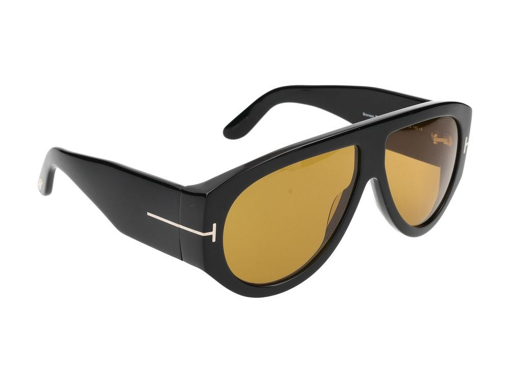 Tom Ford Oversized Aviator Sunglasses With Glossy Black Finish Ft1044 01E