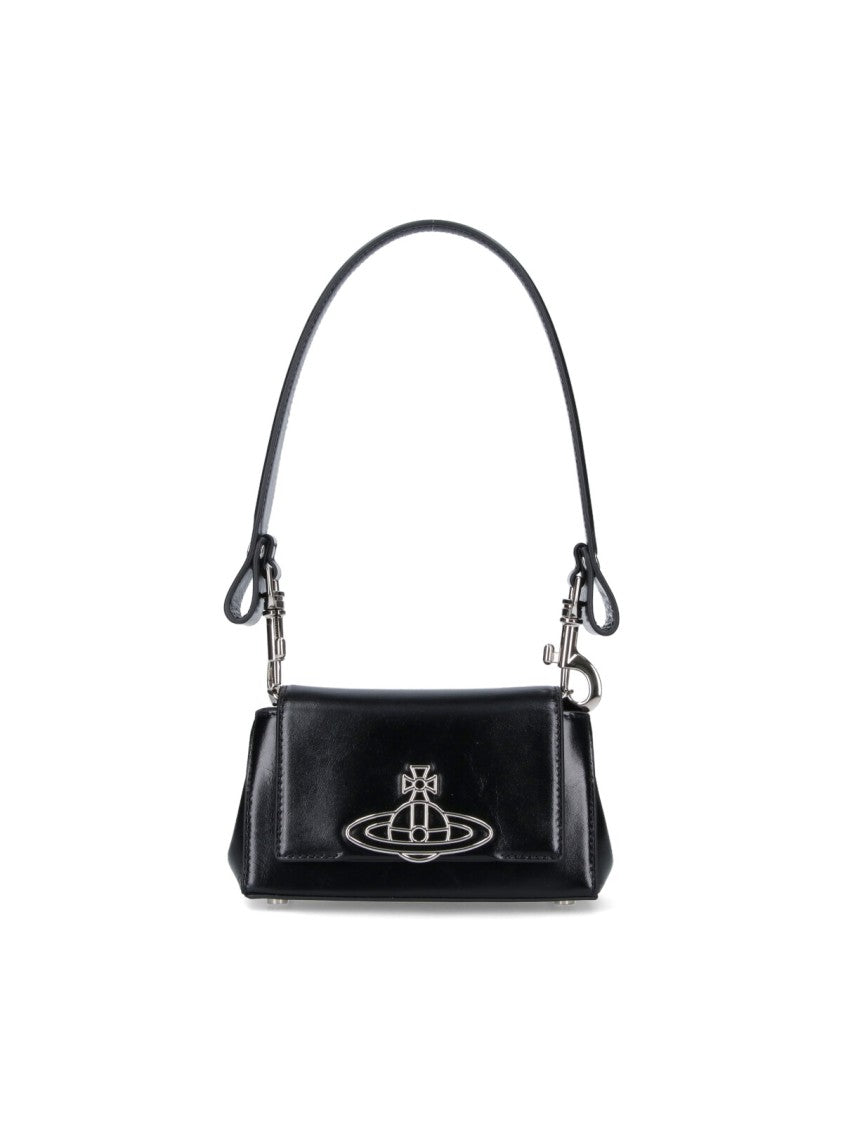 Vivienne Westwood Rectangular Black Handbag With Silver Emblem
