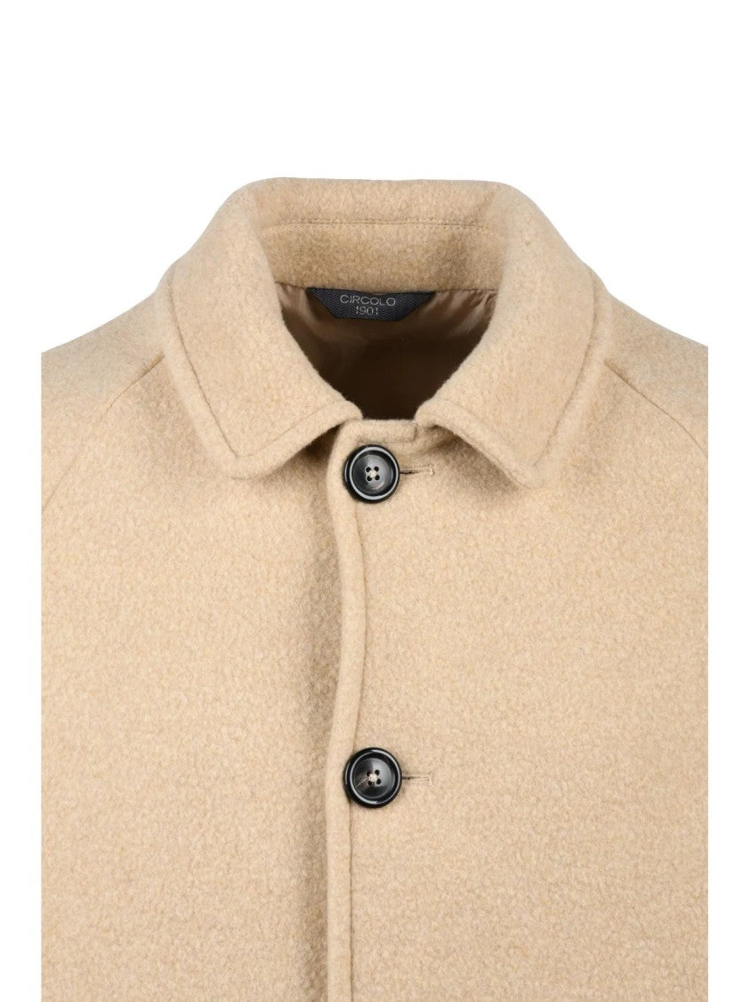Circolo 1901 Cream Virgin Wool-Cashmere Coat