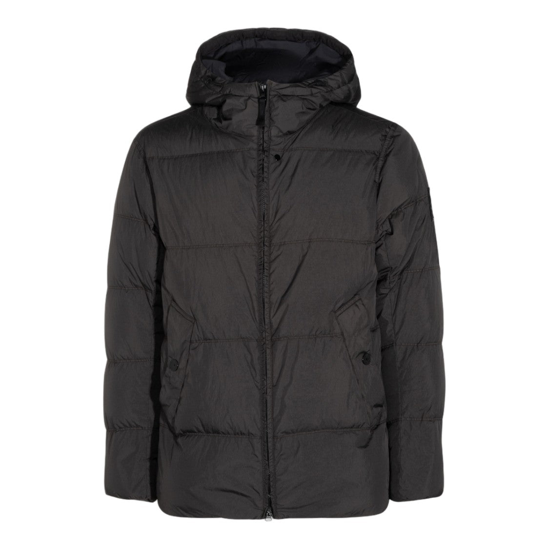 Stone Island Quilted Black Padded Coat With Hood
