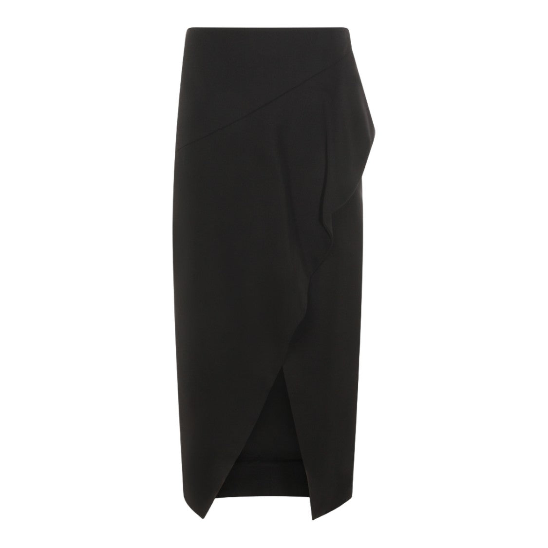 Khaite Asymmetrical Black Midi Skirt With Draped Detail