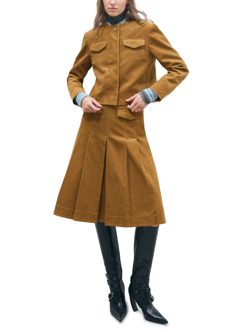 Tory Burch Structured Cropped Corduroy Flap Pocket Jacket